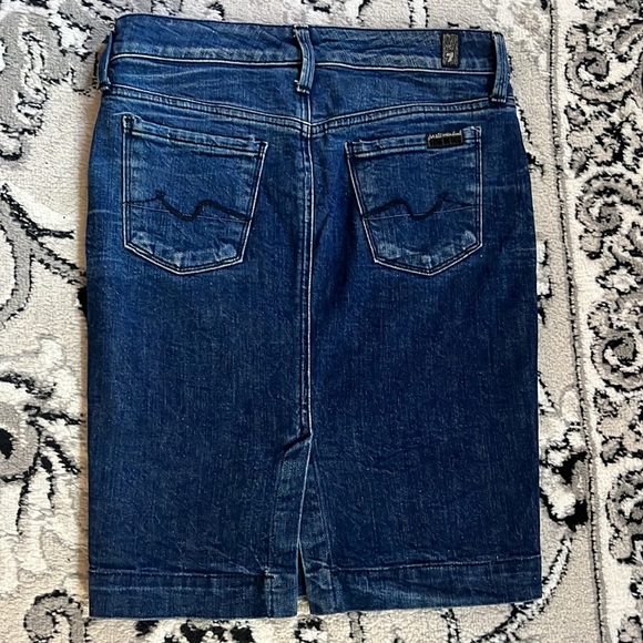 7 for all Mankind Denim short Pencil Skirt with slit size 25 made in Italy - Picture 5 of 7